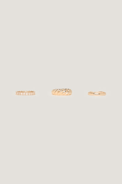 3-Pack Eternity & Twisted Rings Yellow - Dynamite