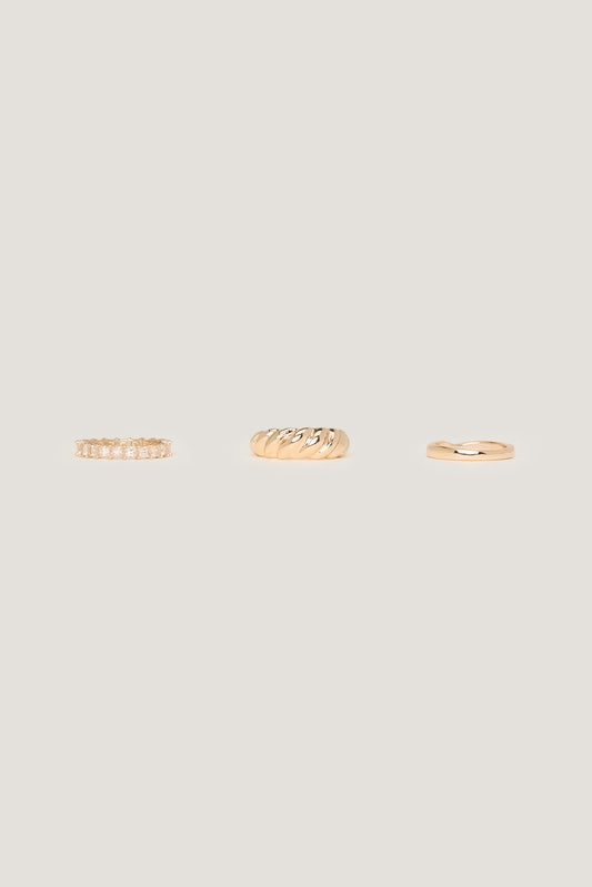 3-Pack Eternity & Twisted Rings Yellow - Dynamite