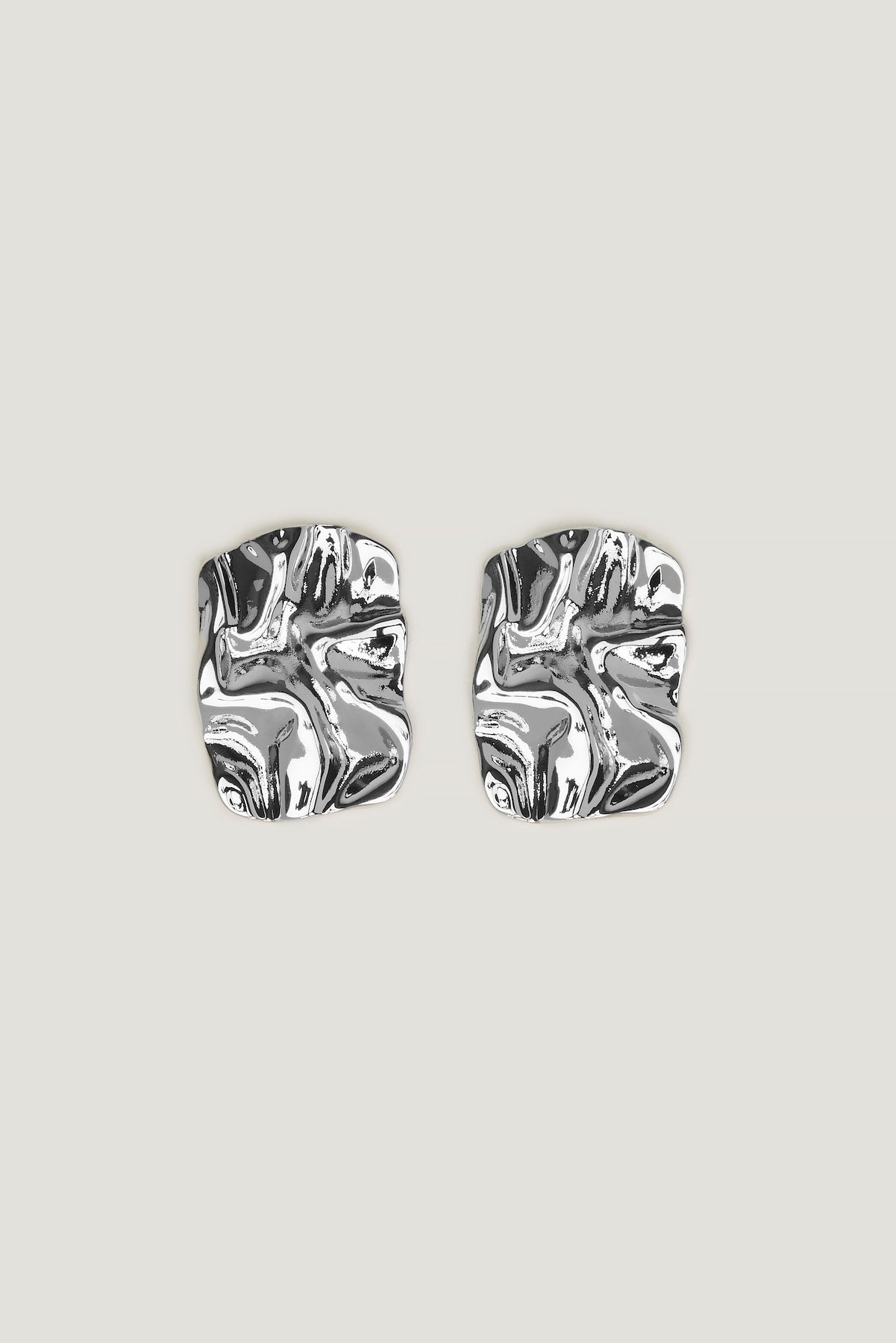 Crumpled Button Earrings Gray - Dynamite