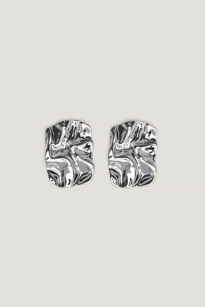 Crumpled Button Earrings Gray - Dynamite