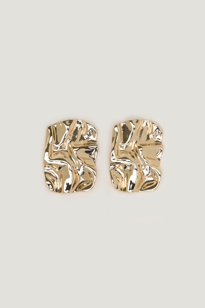 Crumpled Button Earrings Yellow - Dynamite