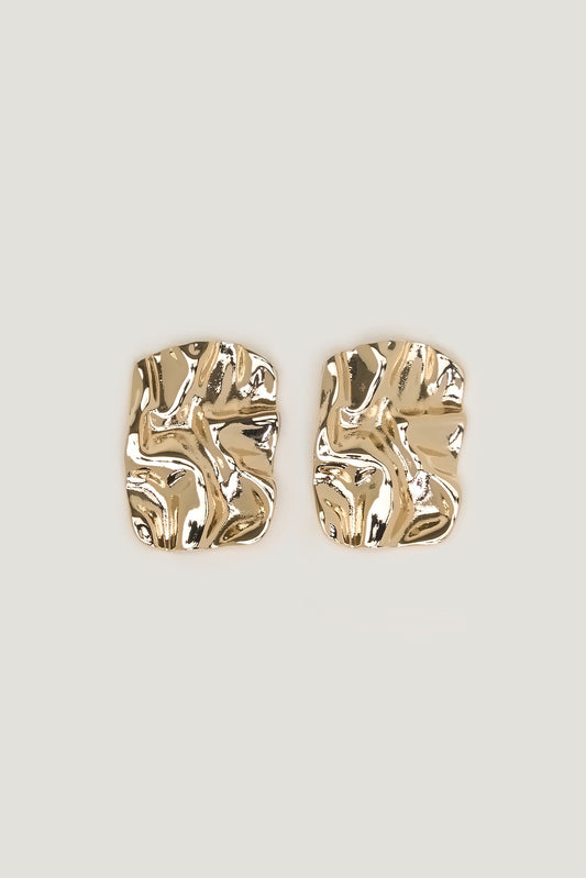 Crumpled Button Earrings Yellow - Dynamite