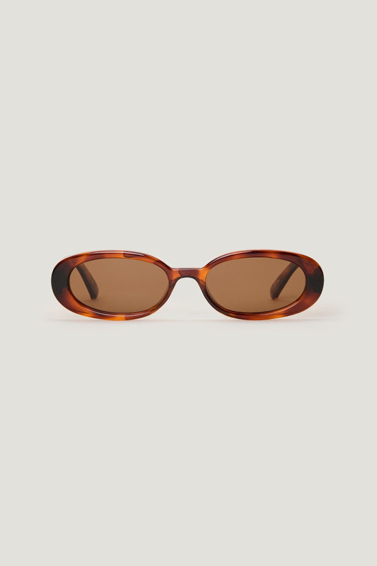 LE SPECS | Outta Love Oval Sunglasses Brown - Dynamite
