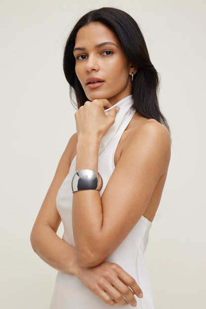 Oversized Chunky Snap Bangle Bracelet Gray - Dynamite
