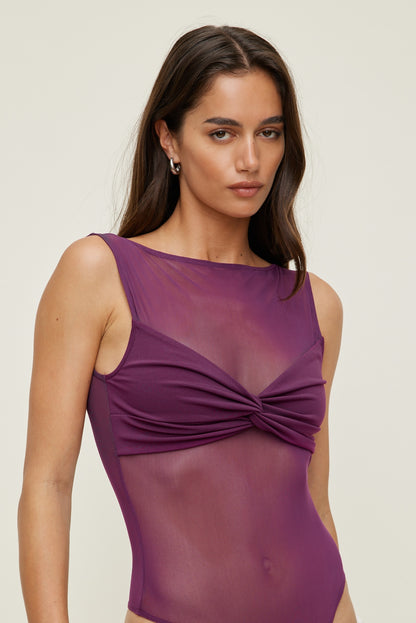 Kai Sheer Mesh Bodysuit PURPLE - Dynamite