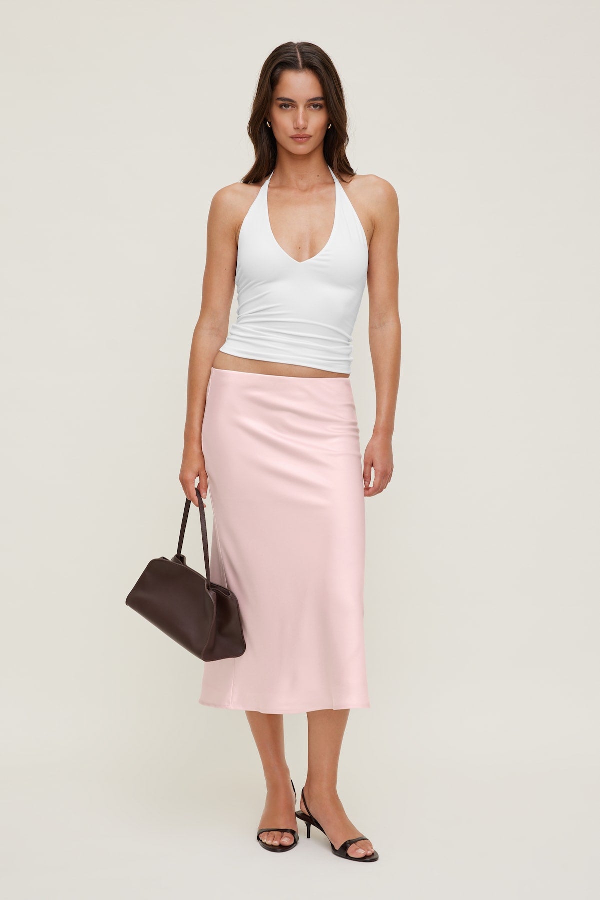 Delila Satin Midi Skirt Pink - Dynamite