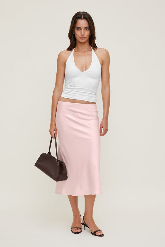 Delila Satin Midi Skirt Pink - Dynamite