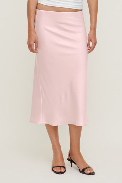 Delila Satin Midi Skirt Pink - Dynamite