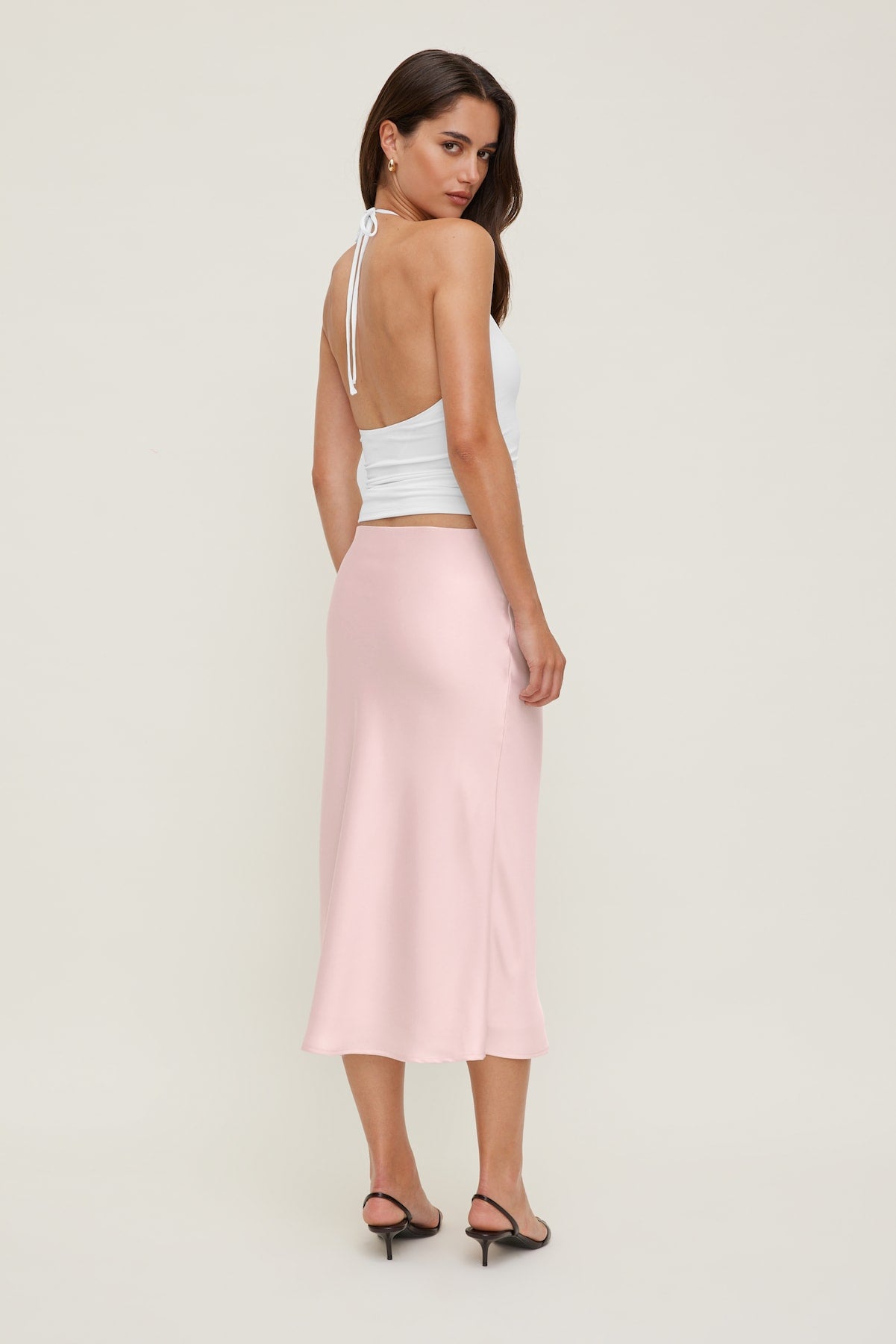 Delila Satin Midi Skirt Pink - Dynamite