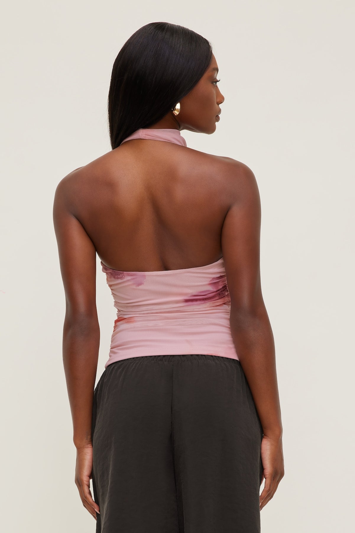 Draped Mesh Halter Top Pink - Dynamite