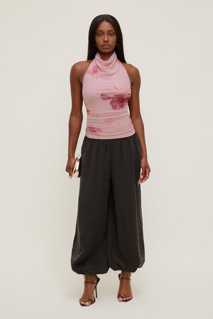 Draped Mesh Halter Top Pink - Dynamite