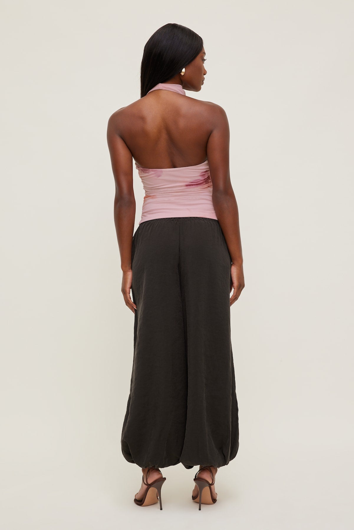 Draped Mesh Halter Top Pink - Dynamite