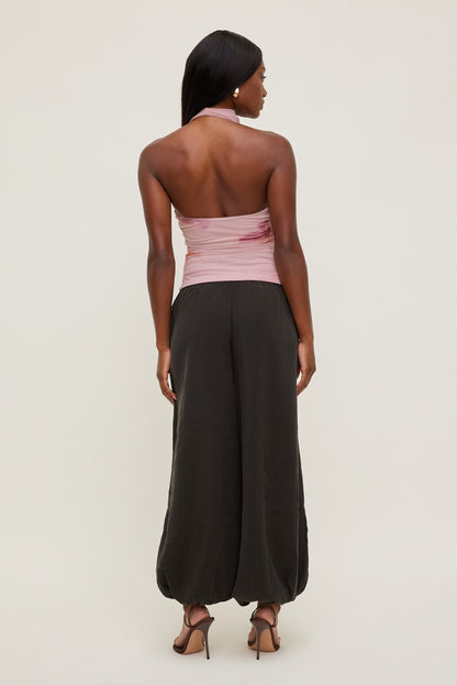 Draped Mesh Halter Top Pink - Dynamite