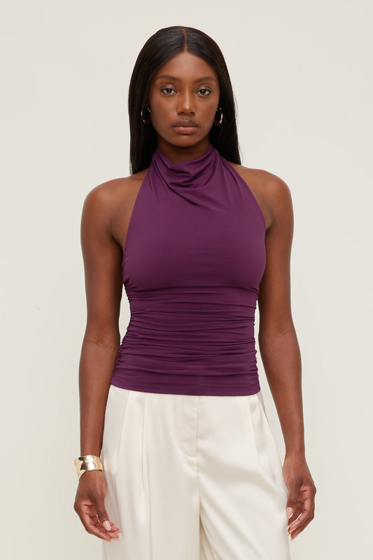 Sculpt Cowl Halter Top Purple - Dynamite