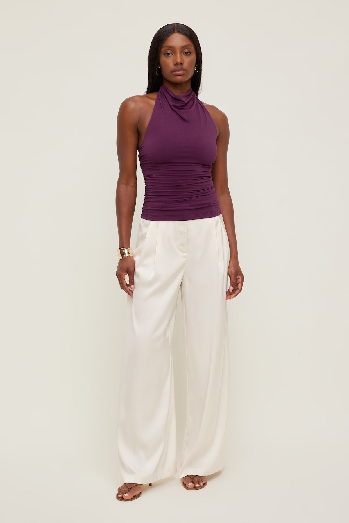 Sculpt Cowl Halter Top Purple - Dynamite