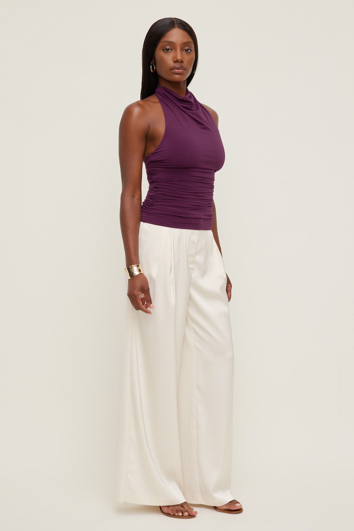 Sculpt Cowl Halter Top Purple - Dynamite