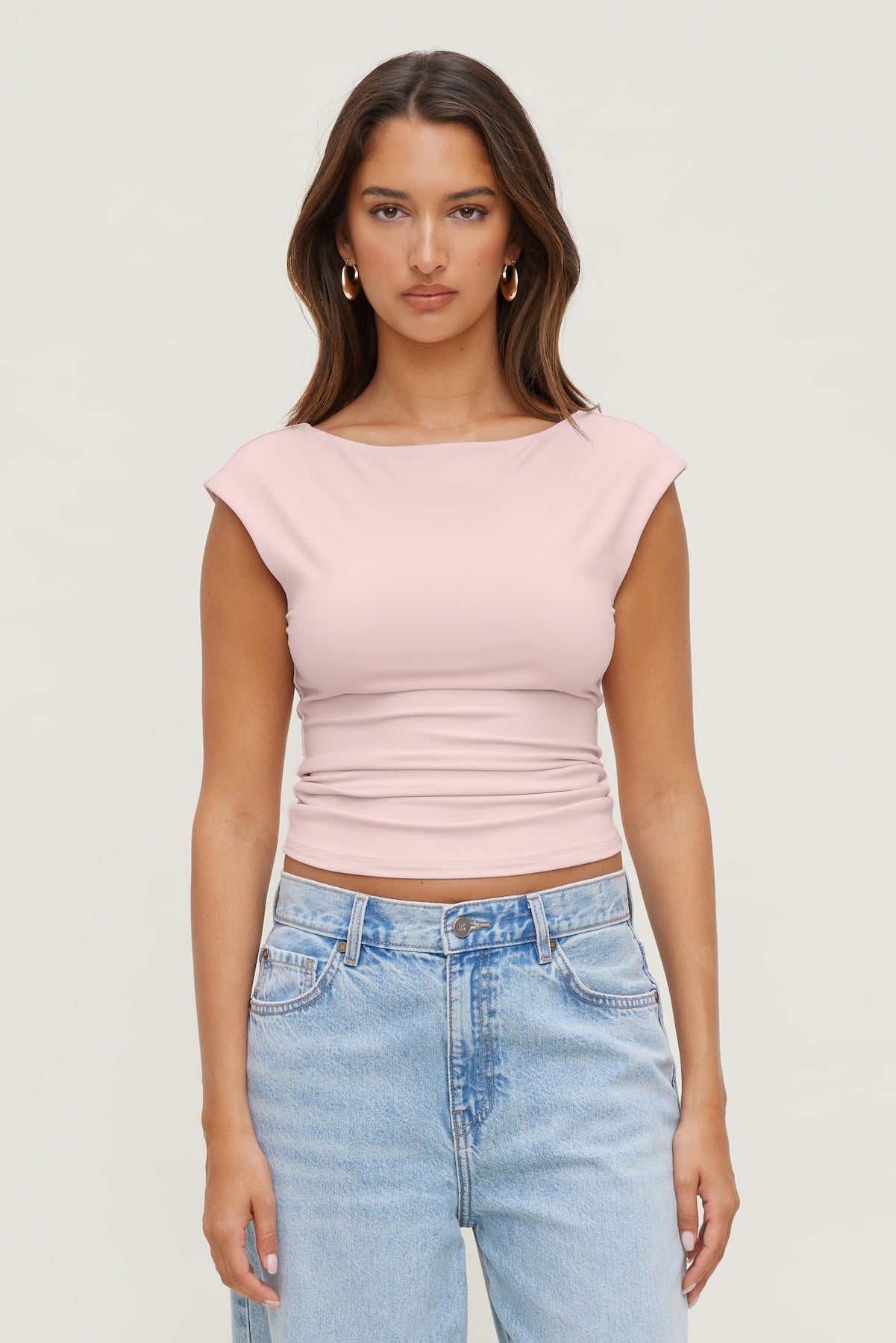 Sculpt Cap Sleeve T Shirt Pink - Dynamite
