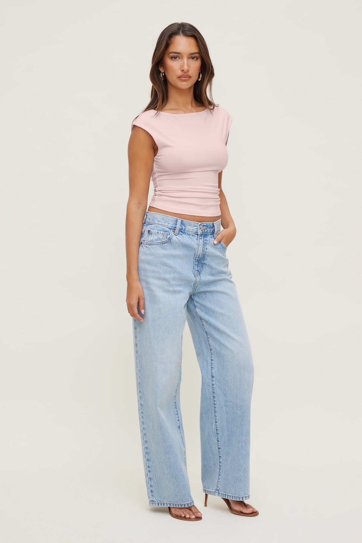 Sculpt Cap Sleeve T Shirt Pink - Dynamite