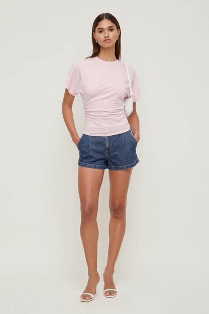 Andrea Shirred Jersey T Shirt Pink - Dynamite