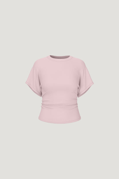 Andrea Shirred Jersey T Shirt Pink - Dynamite