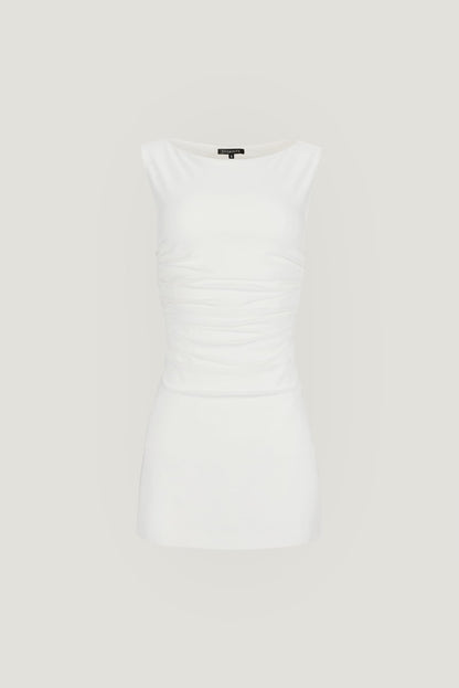Katia Ruched Jersey Mini Dress White - Dynamite