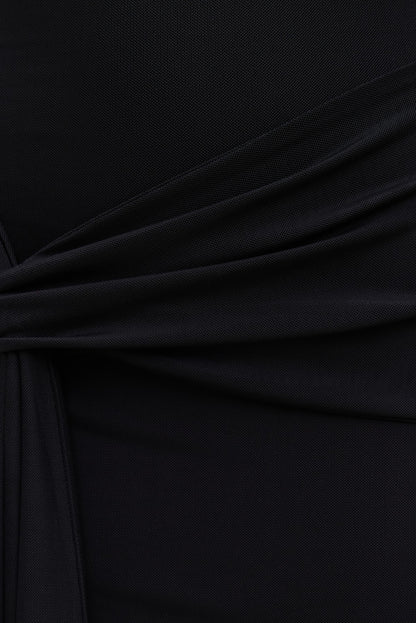 Scarlet Draped Mesh Maxi Dress Black - Dynamite