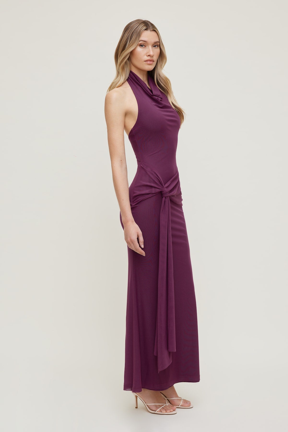 Scarlet Draped Mesh Maxi Dress PURPLE - Dynamite