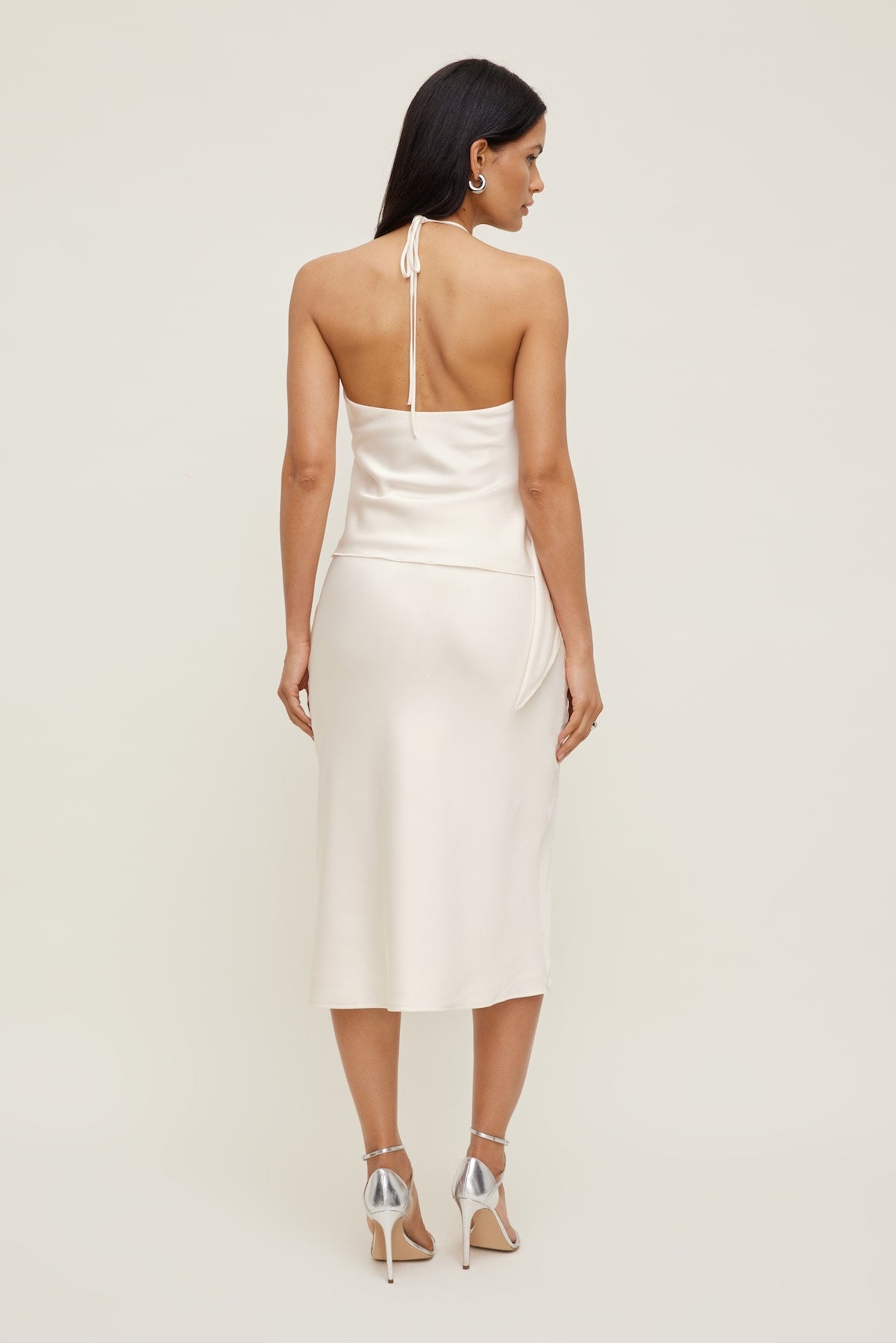 Satin Wrap Halter Top Beige - Dynamite