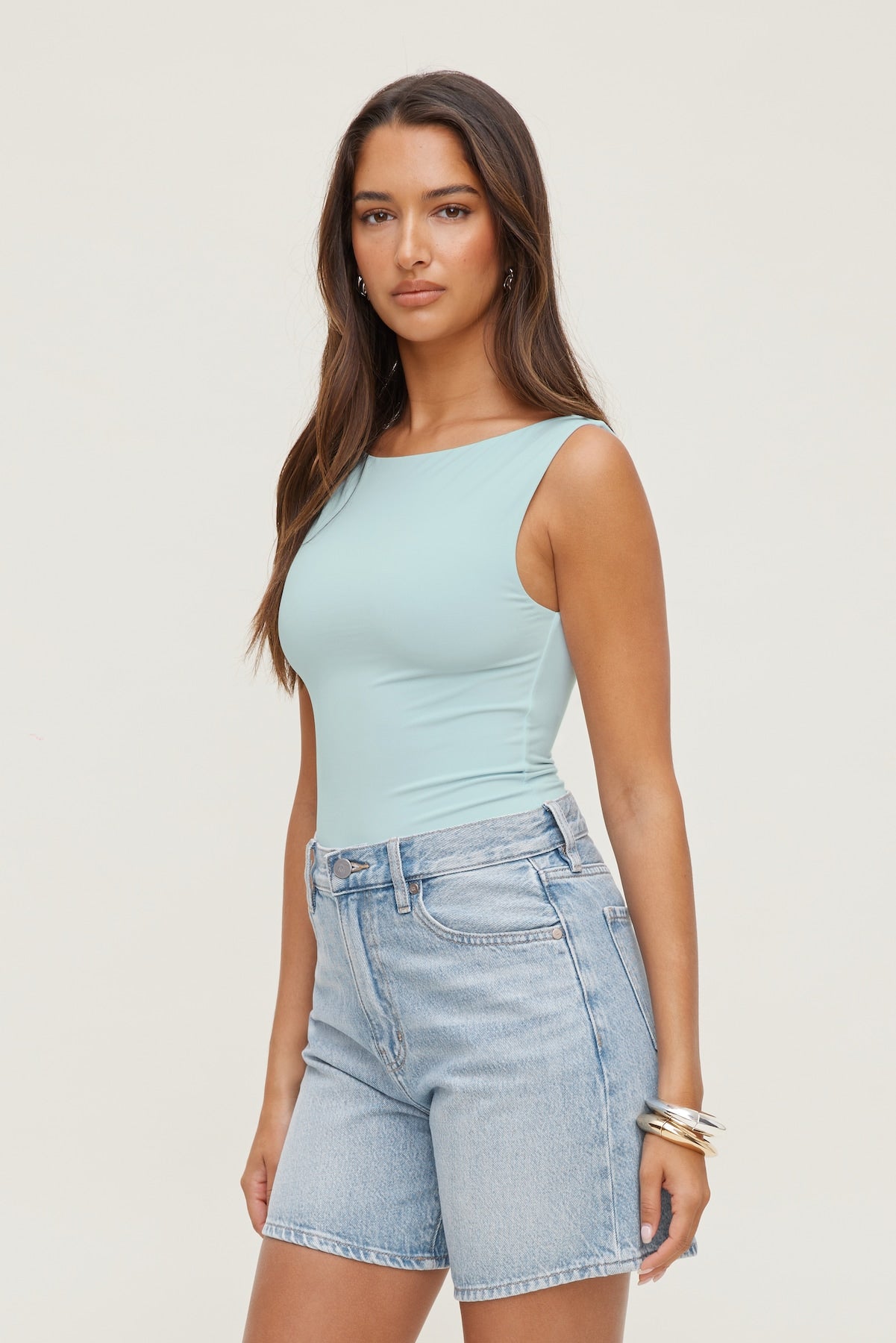 Nola Sculpt Tank Top Blue - Dynamite