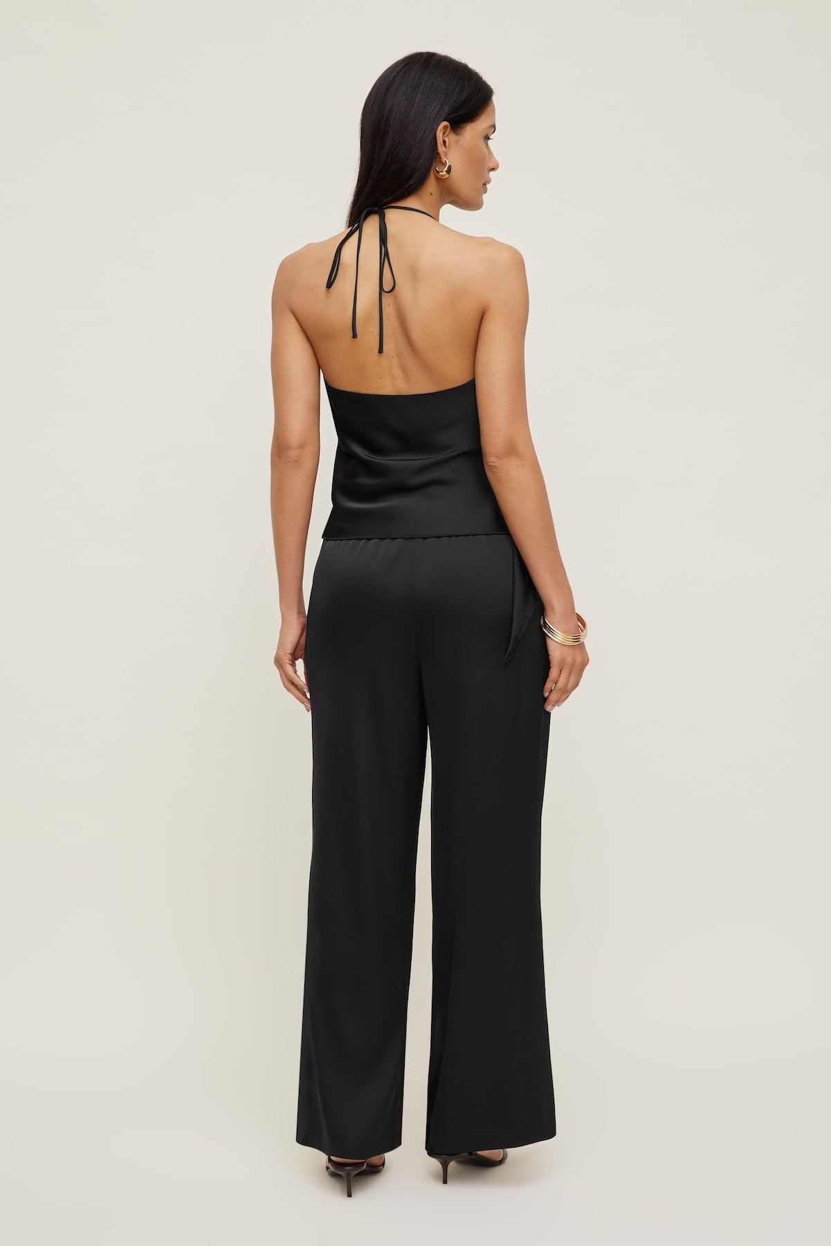 Satin Wrap Halter Top Black - Dynamite