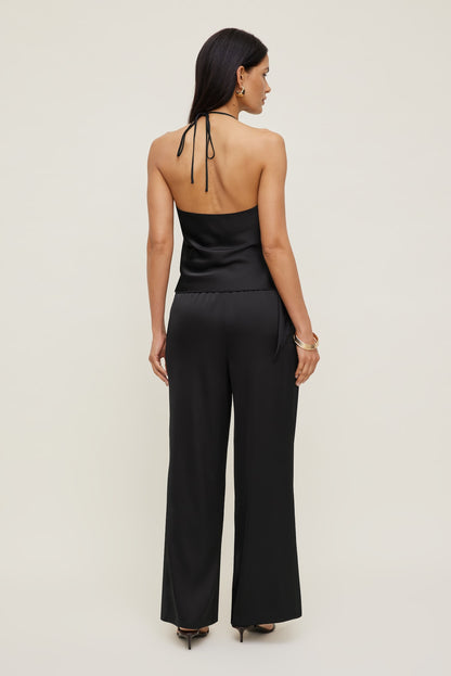 Satin Wrap Halter Top Black - Dynamite