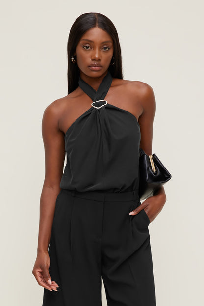 Buckle Halter Top BLACK - Dynamite