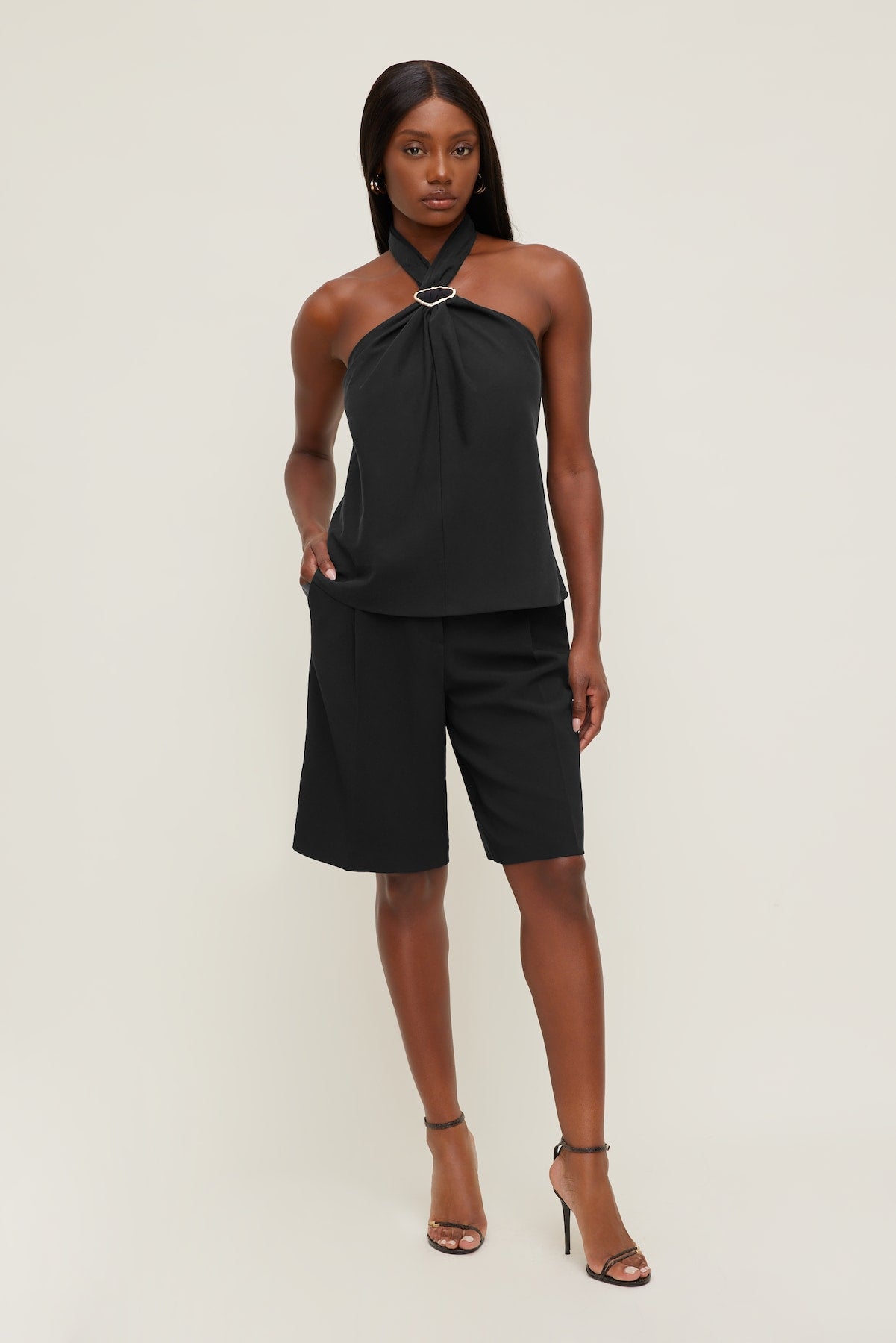 Buckle Halter Top BLACK - Dynamite