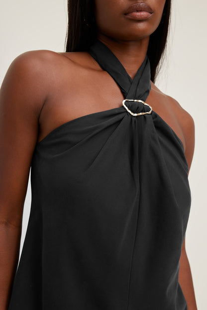 Buckle Halter Top BLACK - Dynamite
