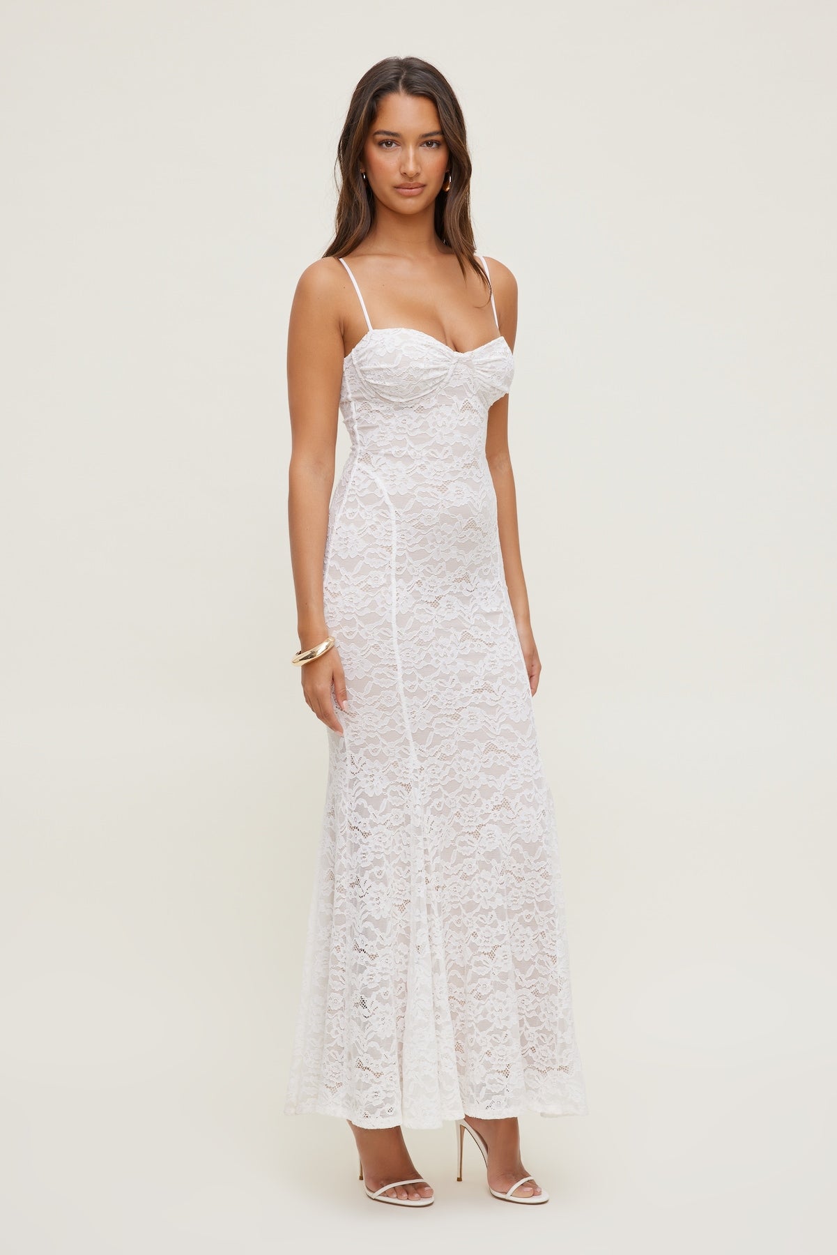 Monet Lace Overlay Maxi Dress White - Dynamite