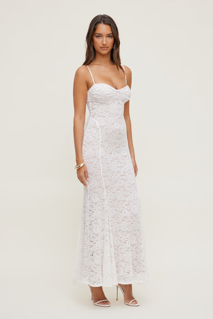 Monet Lace Overlay Maxi Dress White - Dynamite