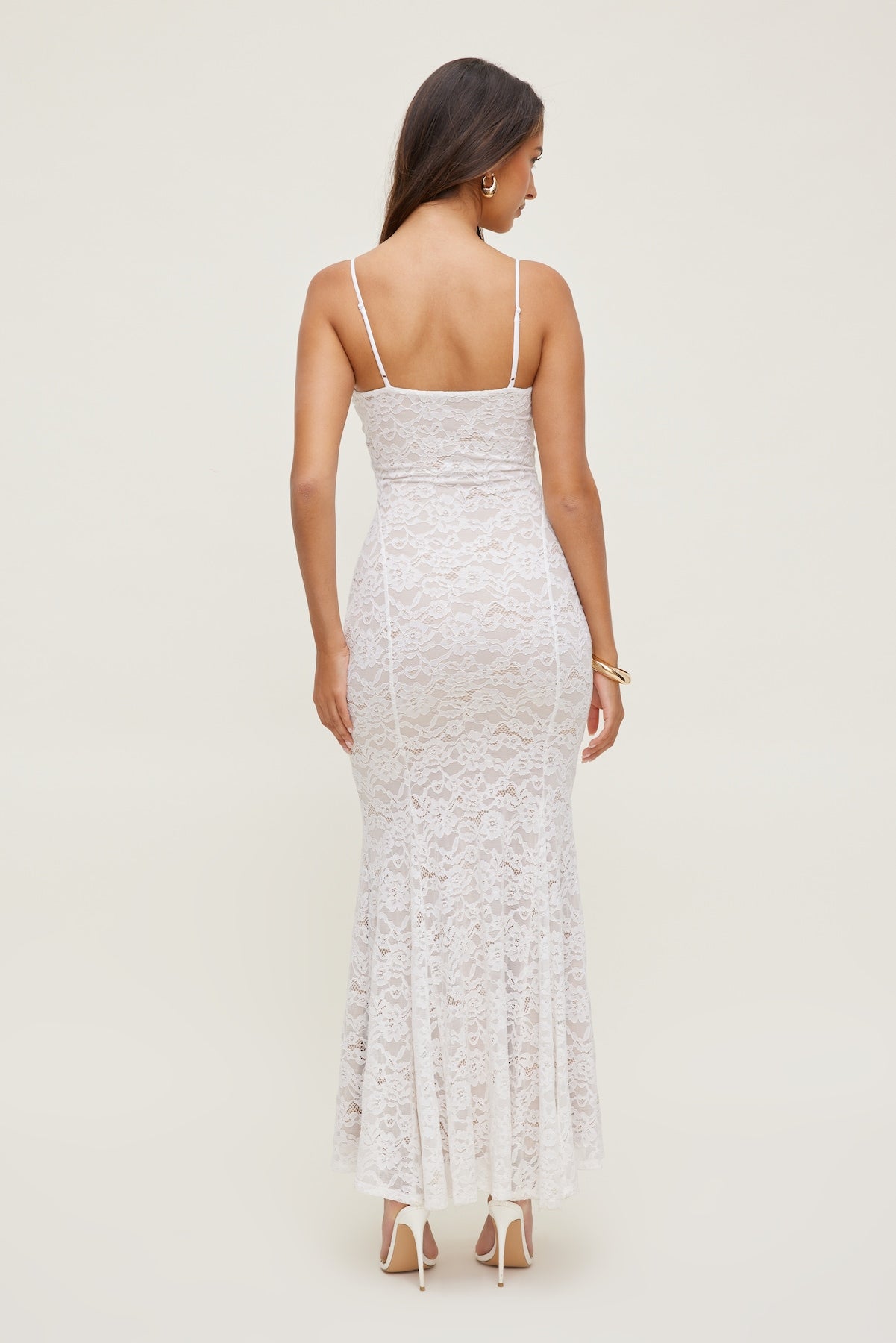Monet Lace Overlay Maxi Dress White - Dynamite