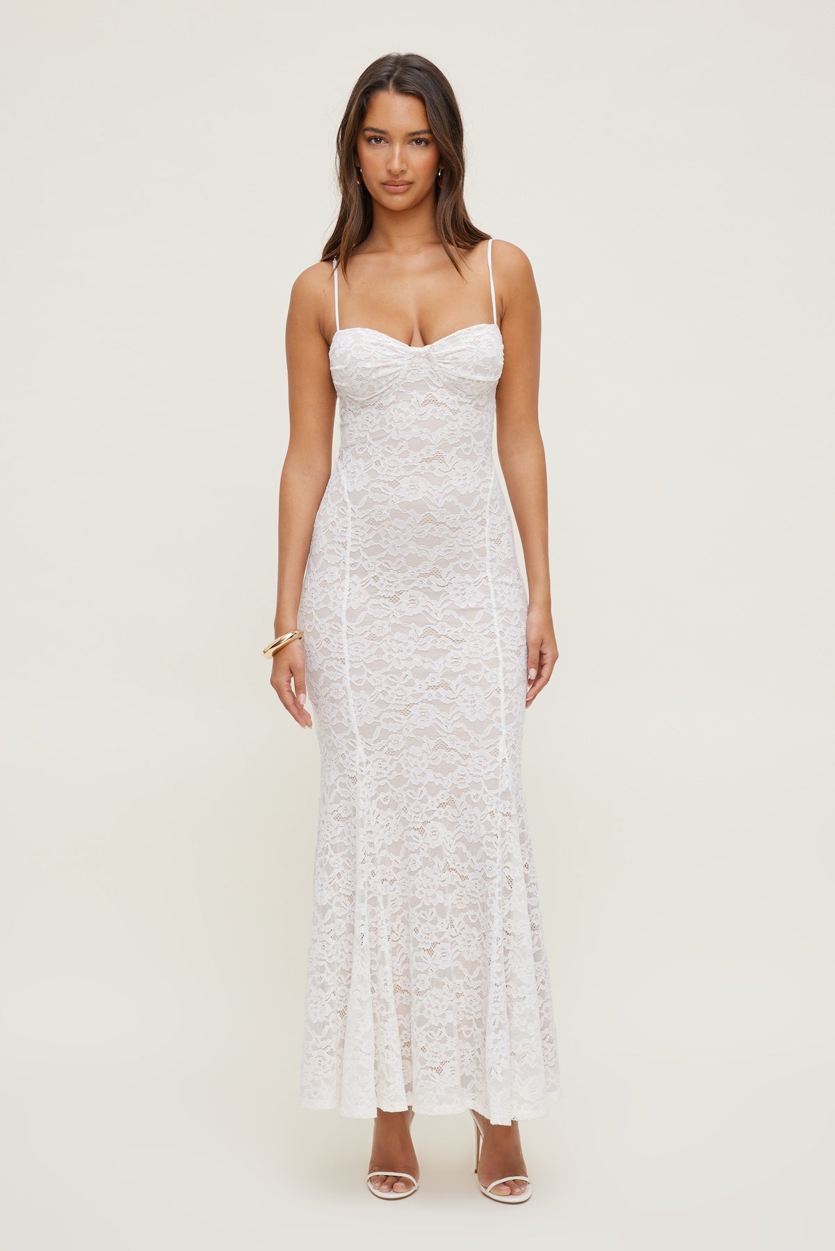 Monet Lace Overlay Maxi Dress White - Dynamite