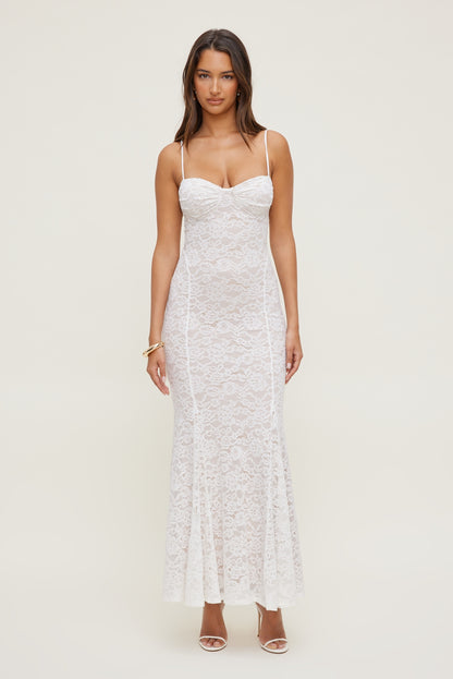 Monet Lace Overlay Maxi Dress White - Dynamite
