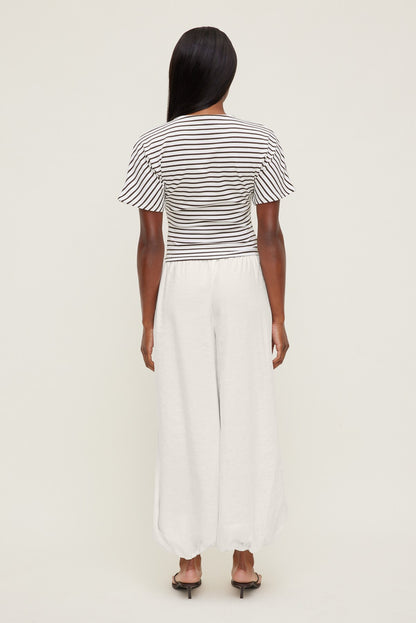 Andrea Striped Cotton T Shirt White - Dynamite