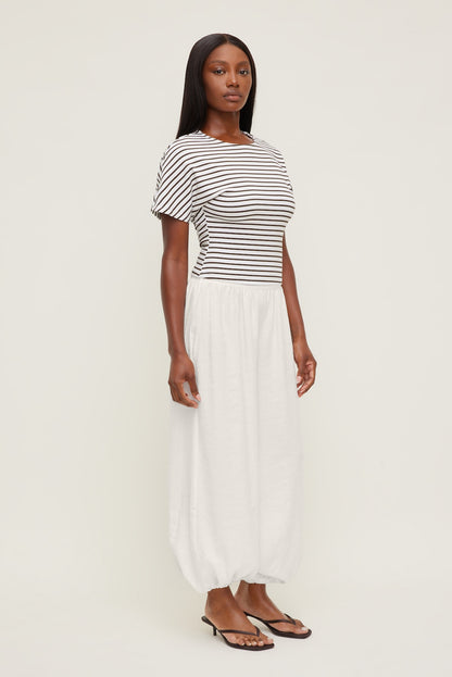 Andrea Striped Cotton T Shirt White - Dynamite