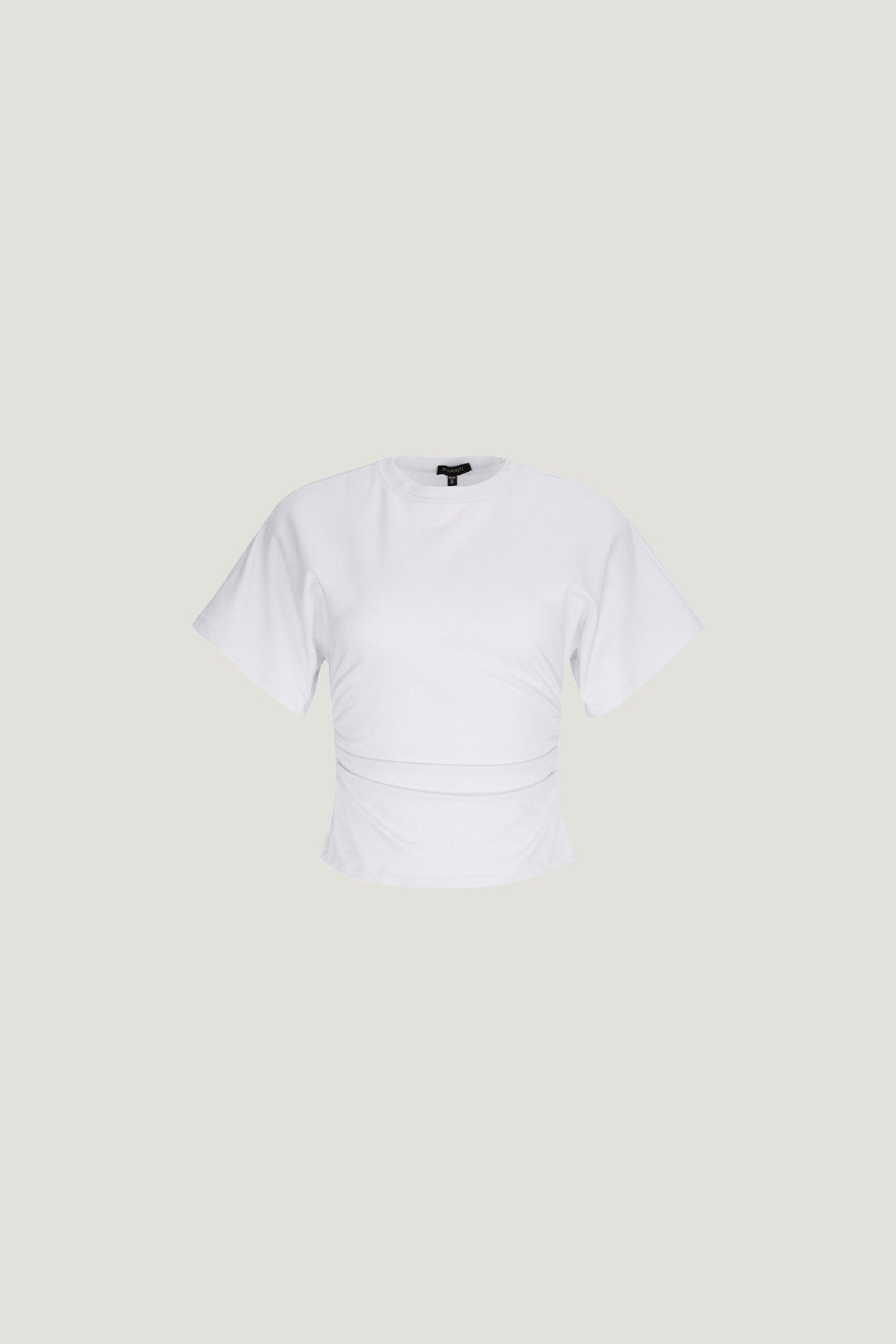 Andrea Shirred Cotton Spandex T Shirt White - Dynamite