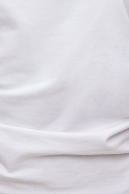 Andrea Shirred Cotton Spandex T Shirt White - Dynamite