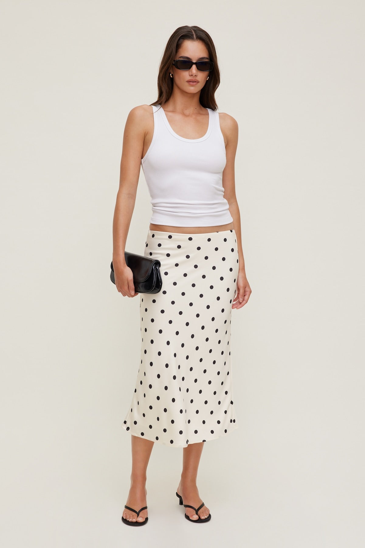 Delila Satin Midi Skirt Black - Dynamite