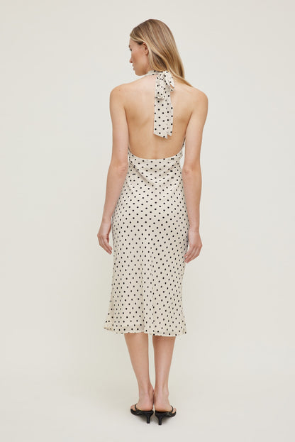 Elena Halter Midi Dress Beige - Dynamite