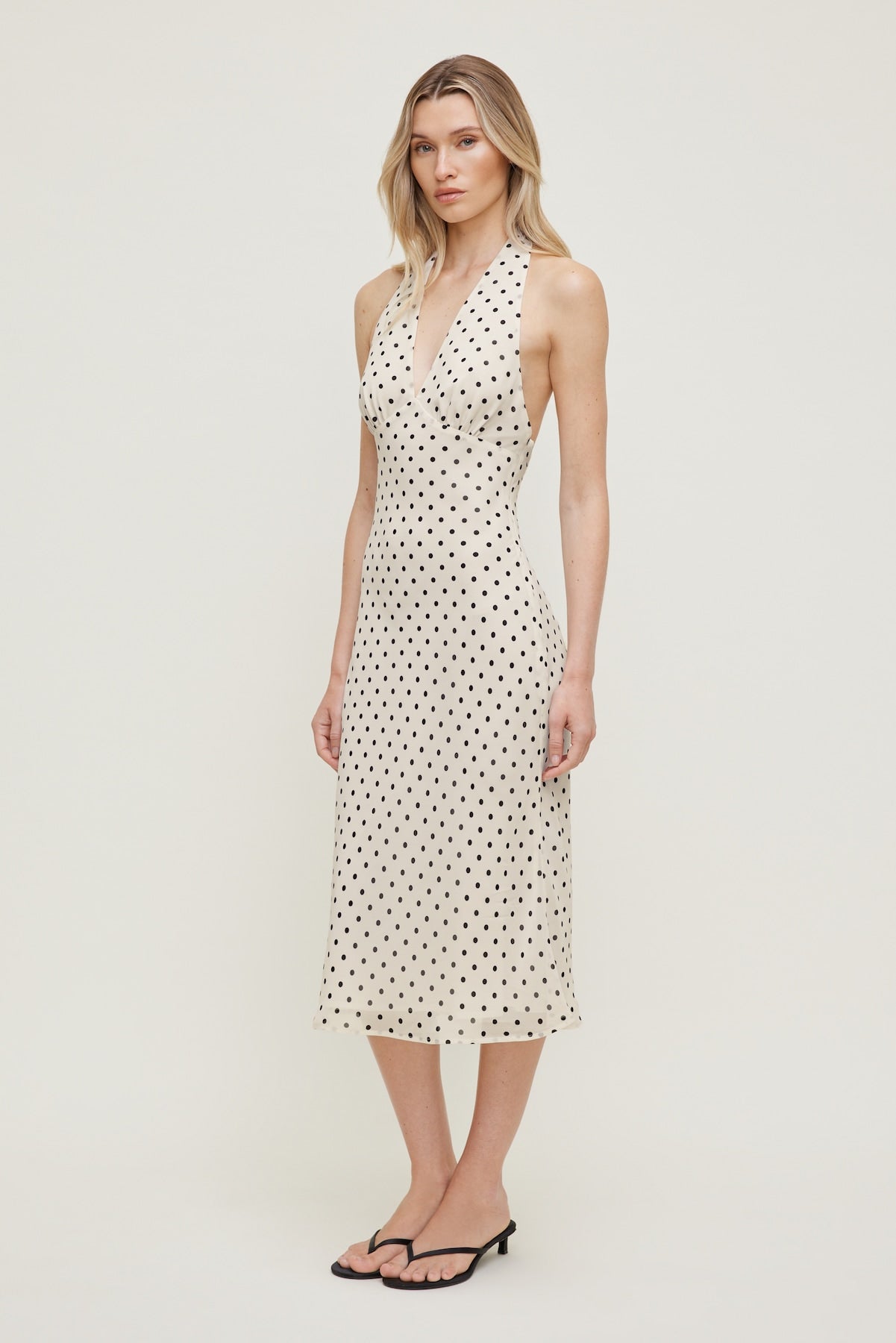 Elena Halter Midi Dress Beige - Dynamite