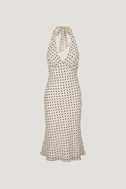 Elena Halter Midi Dress Beige - Dynamite
