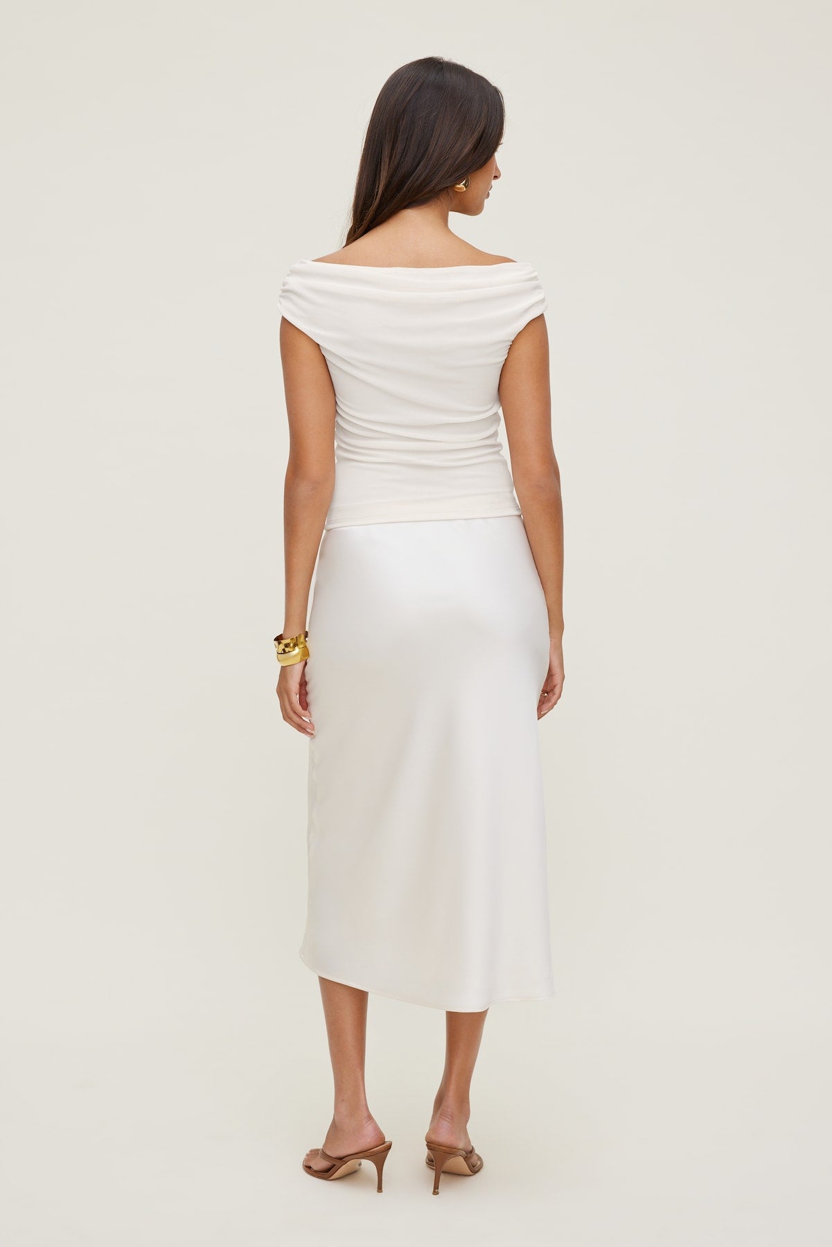 Off Shoulder Mesh Top White - Dynamite