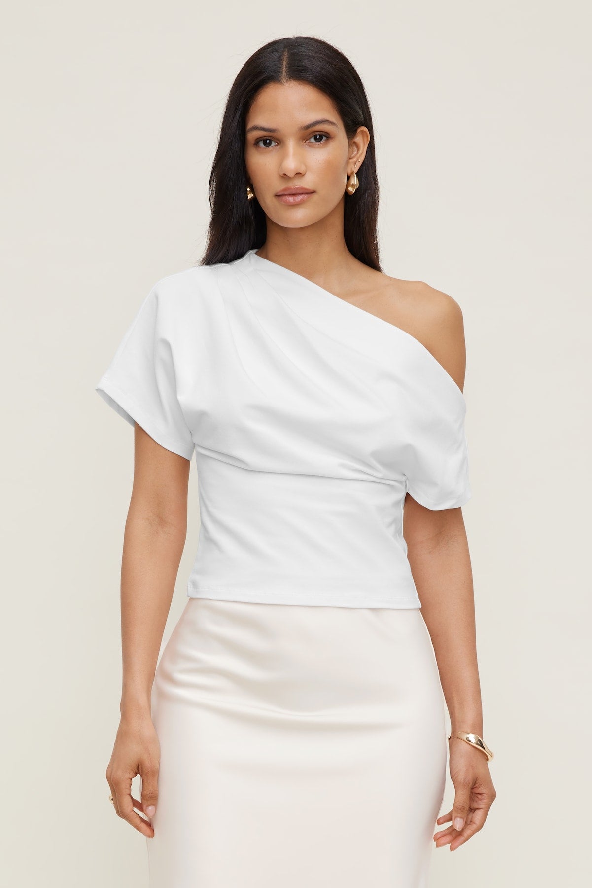 Alexa Cotton Spandex T Shirt White - Dynamite