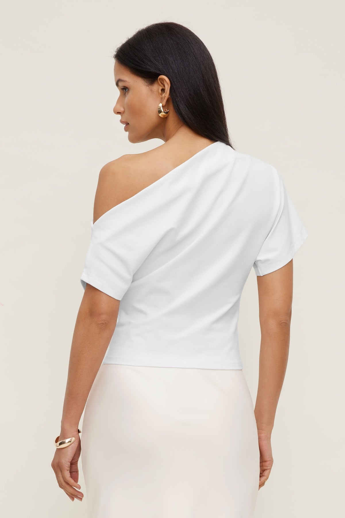 Alexa Cotton Spandex T Shirt White - Dynamite